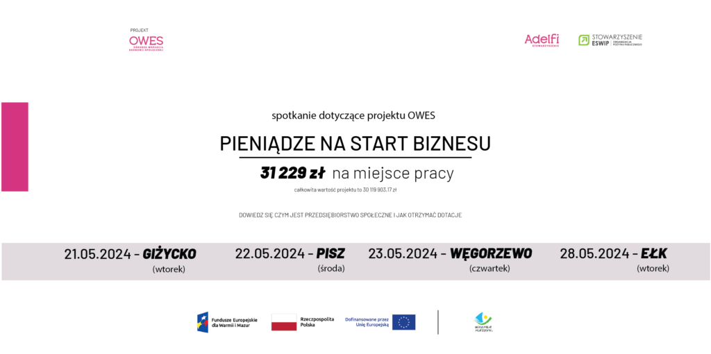 Spotkanie dotyczące dotacji na stworzenie miejsca pracy w ramach projektu OWES – 21.05.2024