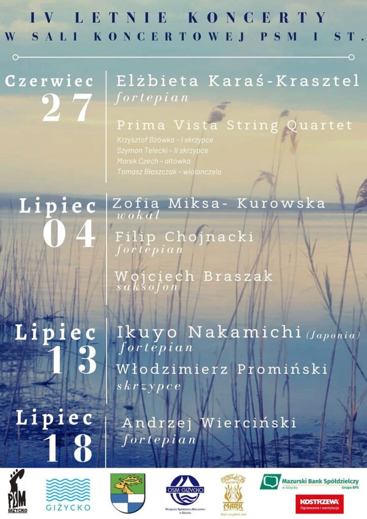 Letnie koncerty w Szkole Muzycznej – 4,13,18.07.2024