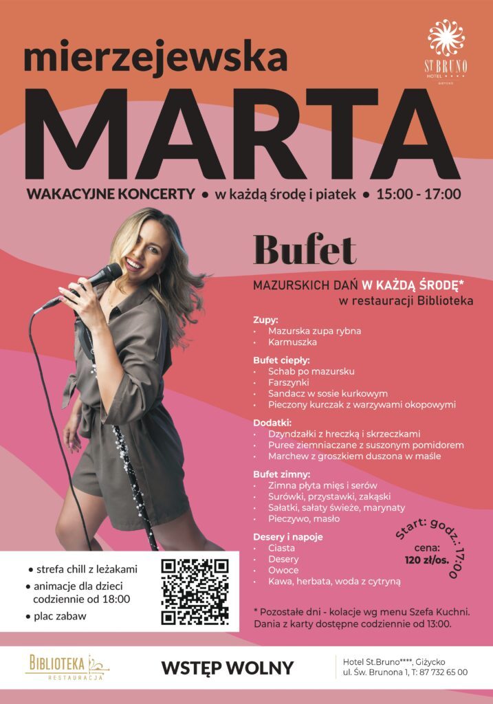 Koncerty Marty Mierzejewskiej w St. Bruno – 19, 24, 26,31.07