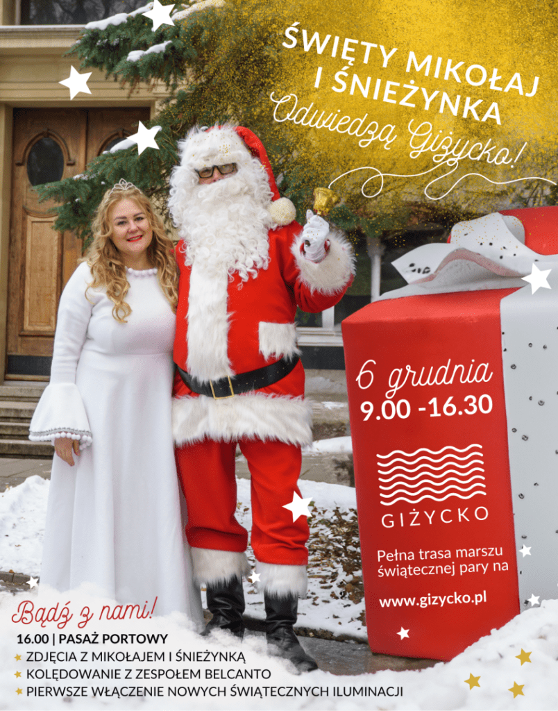 Mikołaj i Śnieżynka odwiedzą Giżycko! 6.12.2024, 9.00- 16.30