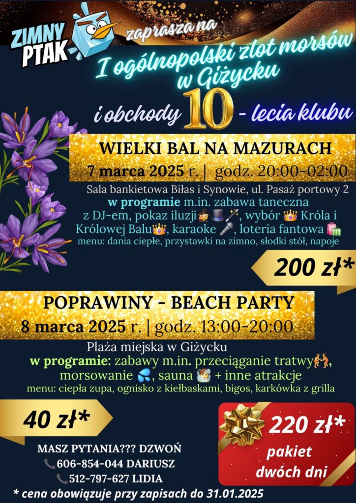 I Ogólnopolski Zlot Morsów w Giżycku – 10-lecie Klubu „Zimny Ptak”, 7-8.03.2025, Giżycko