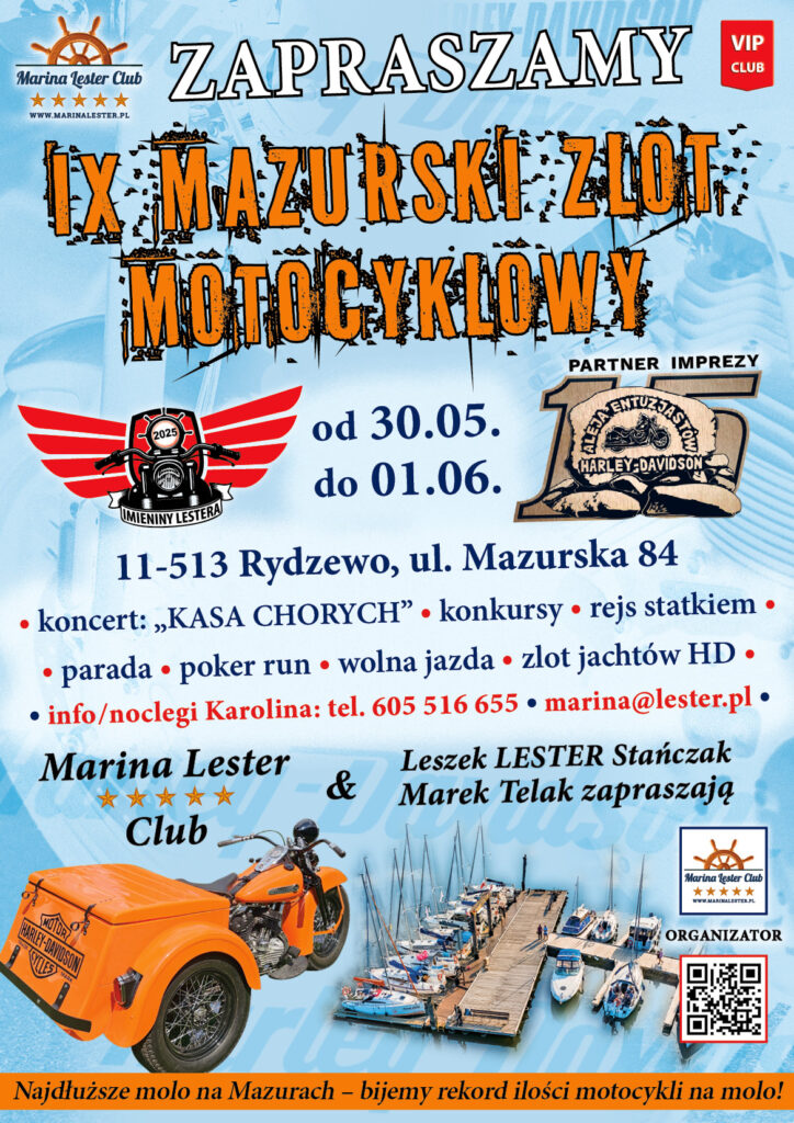 IX Zlot Harley Davidson, 30.05-1.06.2025, Marina Lester Club, Rydzewo