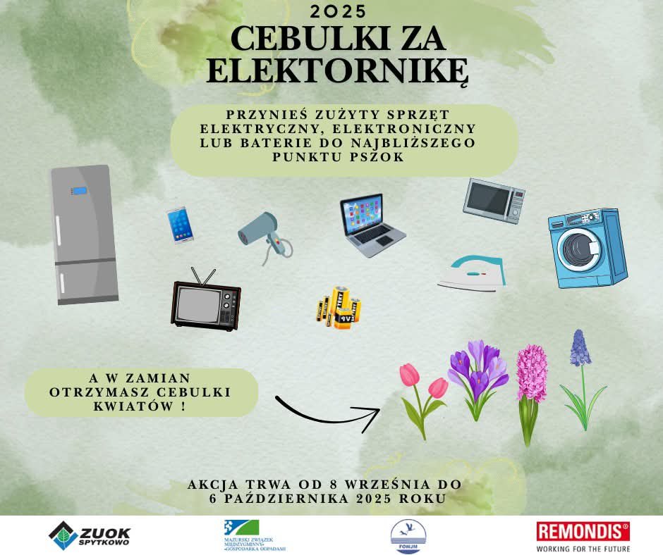 Cebulki za elektronikę 2025 w Giżycku – oddaj odpady, odbierz kwiaty