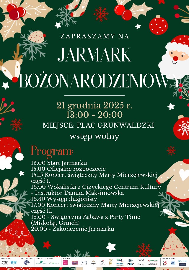 Jarmark Bożonarodzeniowy w Giżycku 2025 – świąteczne atrakcje na Placu Grunwaldzkim