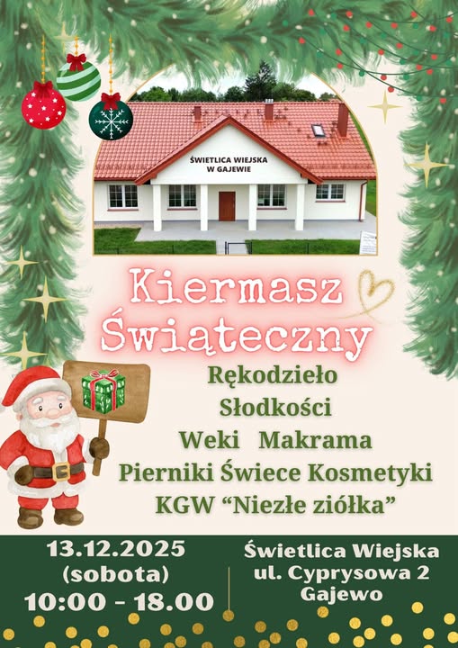 Kiermasz Świąteczny w Gajewie – rękodzieło, słodkości i lokalne wyroby