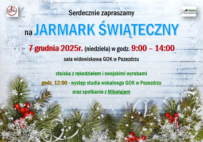 Jarmark Świąteczny w Pozezdrzu już 7 grudnia. Rodzinne atrakcje, występy i spotkanie z Mikołajem