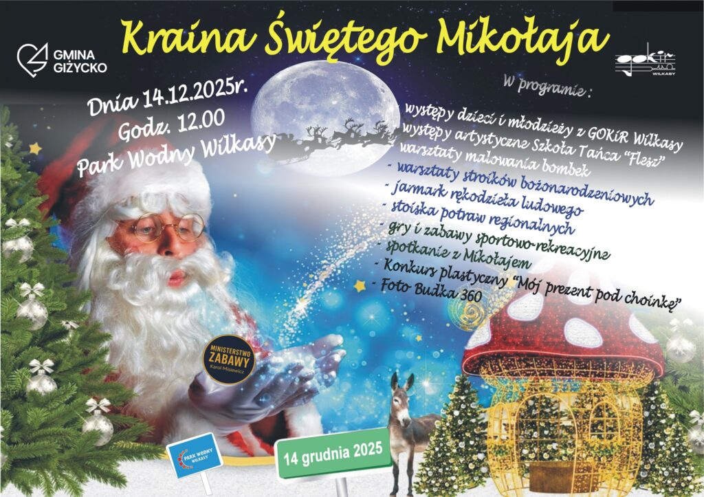 Kraina Świętego Mikołaja w Wilkasach – Jarmark Świąteczny