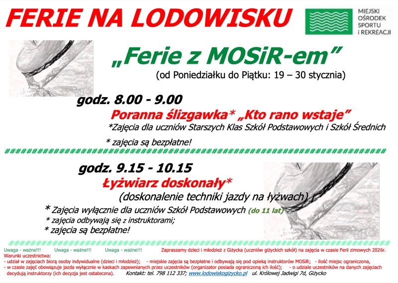 Ferie zimowe na lodowisku!