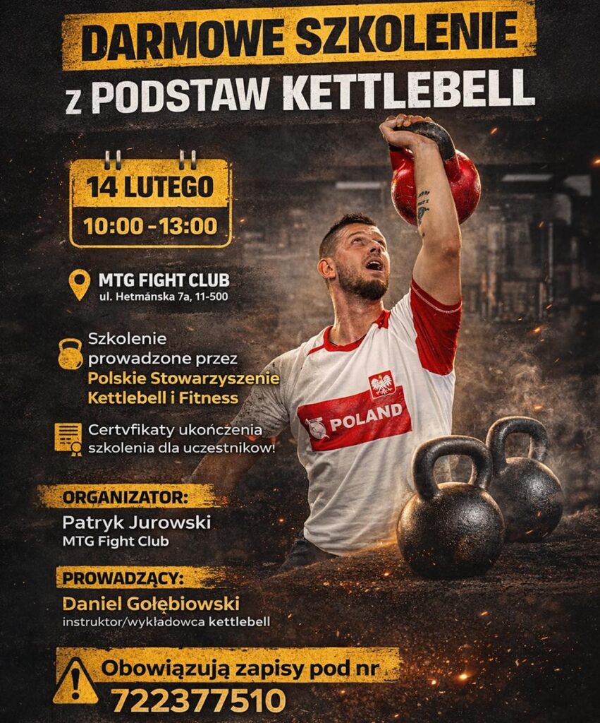 Bezpłatne szkolenie z podstaw kettlebell w Giżycku. MTG Fight Club zaprasza