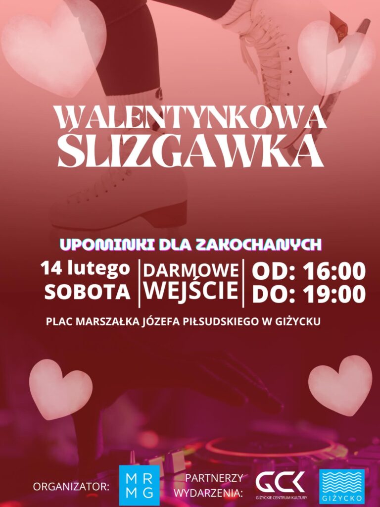 Randka na lodzie w Giżycku. 14 lutego walentynkowa ślizgawka na placu Piłsudskiego