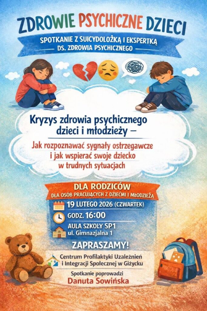 Zdrowie psychiczne dzieci – Spotkanie z suicydolożką i ekspertką ds. zdrowia psychicznego