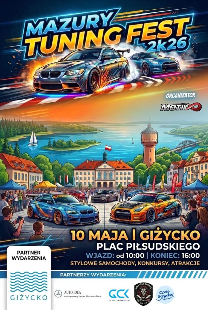 Mazury Tuning Fest 2k26 w Giżycku. Motoryzacyjne święto na Placu Piłsudskiego