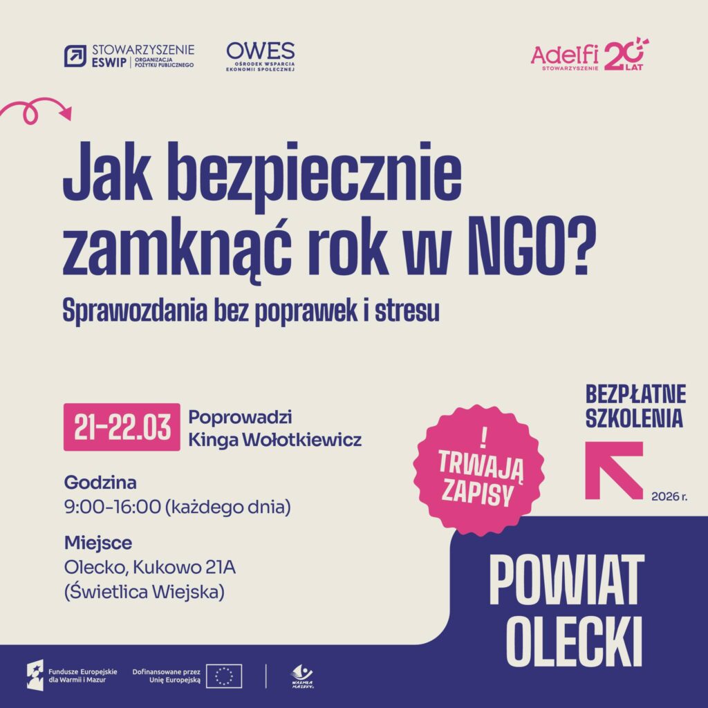 Sprawozdania bez poprawek i stresu. Szkolenie dla NGO w powiecie oleckim