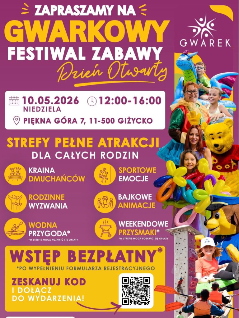 Gwarkowy Festiwal Zabawy w Giżycku. Dzień Otwarty w Gwarku pełen atrakcji dla rodzin