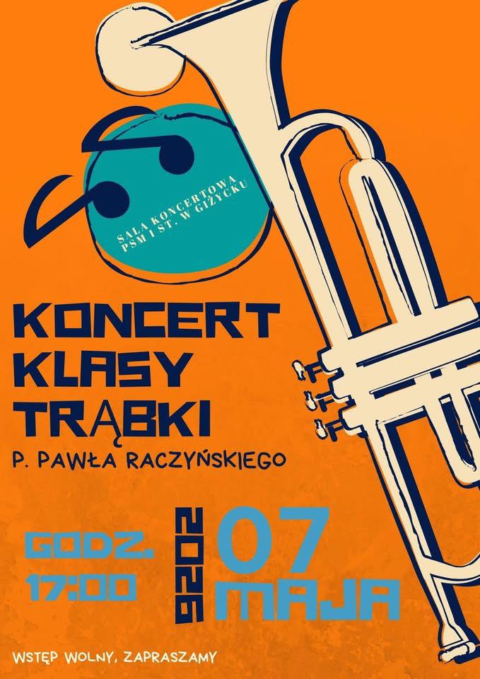 Koncert klasy trąbki Pawła Raczyńskiego w Giżycku. Występ w sali koncertowej PSM