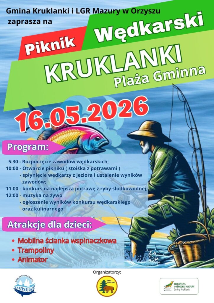 Piknik Wędkarski w Kruklankach 2026. Rodzinne spotkanie na plaży gminnej
