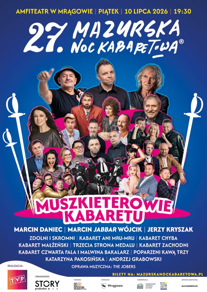 27 Mazurska Noc Kabaretowa w Mrągowie. Muszkieterowie Kabaretu wystąpią w amfiteatrze