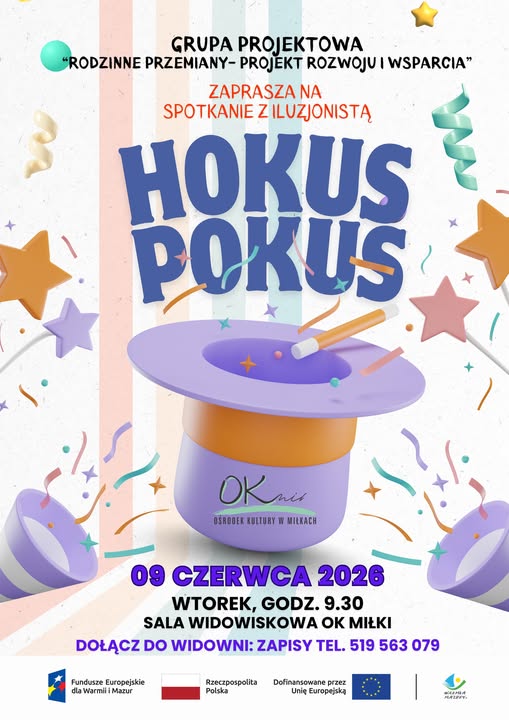 „Hokus Pokus” w Miłkach. Bezpłatne spotkanie z iluzjonistą dla dzieci i rodzin