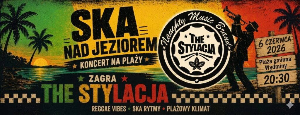 Ska nad jeziorem w Wydminach. Koncert The Stylacja na plaży gminnej