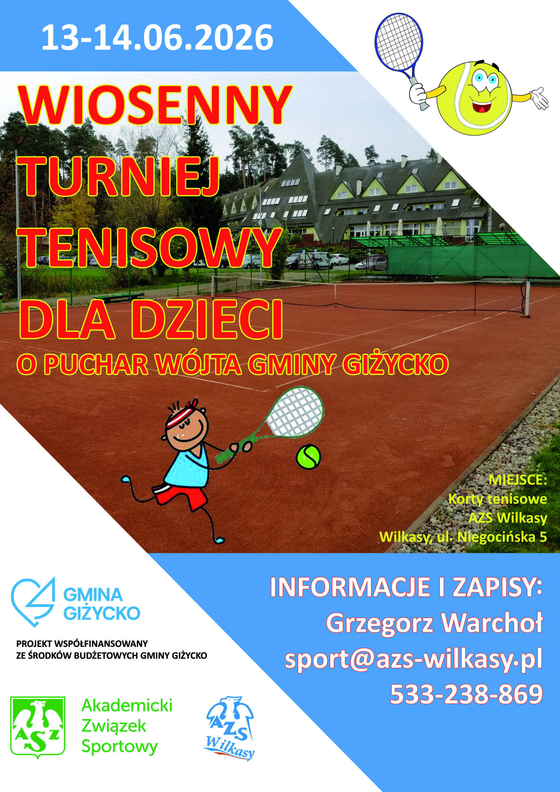 Wiosenny Turniej Tenisowy dla dzieci w Wilkasach. Młodzi zawodnicy zagrają o Puchar Wójta Gminy Giżycko