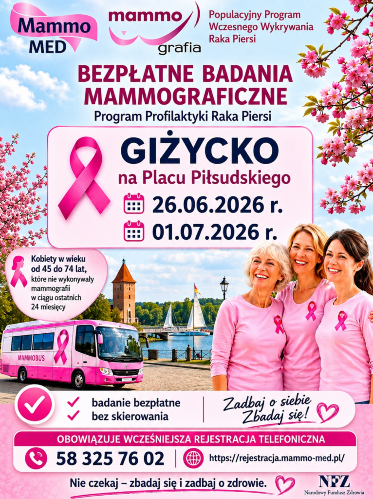 Bezpłatne badania mammograficzne w Giżycku. Mammobus stanie na Placu Piłsudskiego