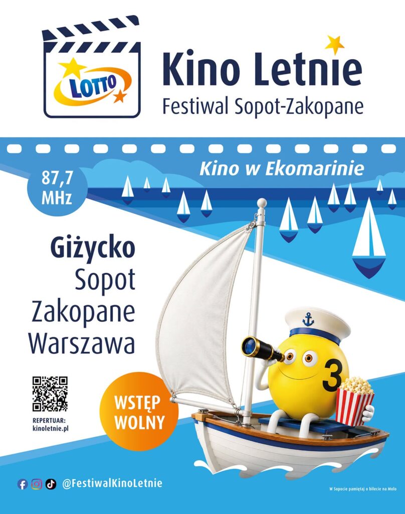 Kino letnie Giżycko 2026. Repertuar seansów w Porcie Ekomarina