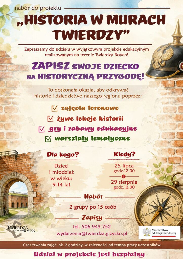Oficjalna grafika projektu KOMPAS Młodego Obywatela w Twierdzy Boyen