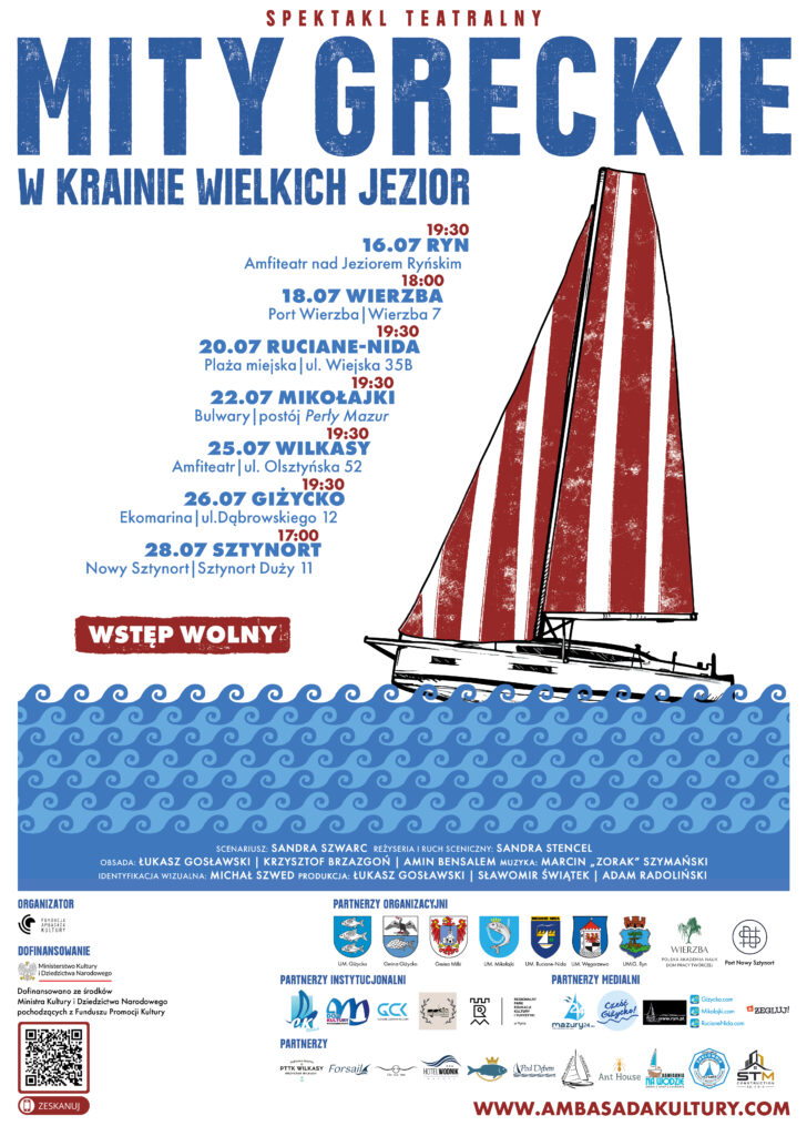 Plakat spektaklu Mity Greckie w Krainie Wielkich Jezior 2026